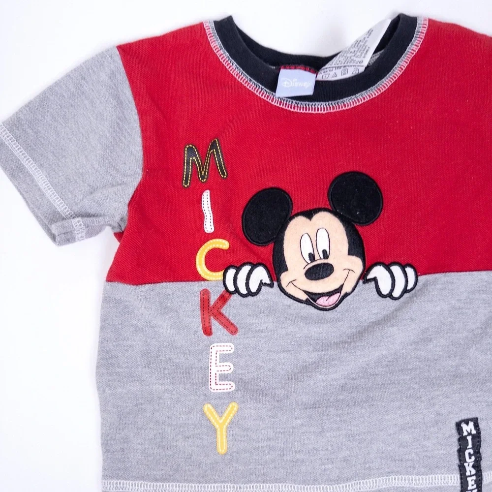 Disney Mickey Mouse Set Kids 18 Months Red Grey‎ Shorts Shirt Outfit